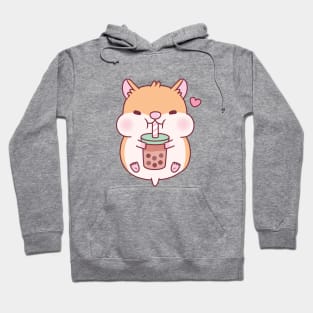 Cute Chubby Hamster Loves Bubble Tea Hoodie